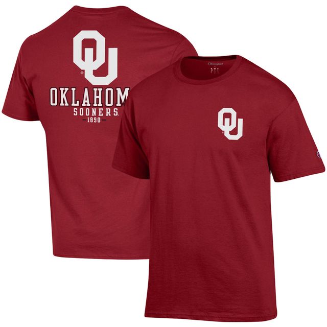 T-shirt à deux coups pour homme Champion Crimson Oklahoma Sooners Stack