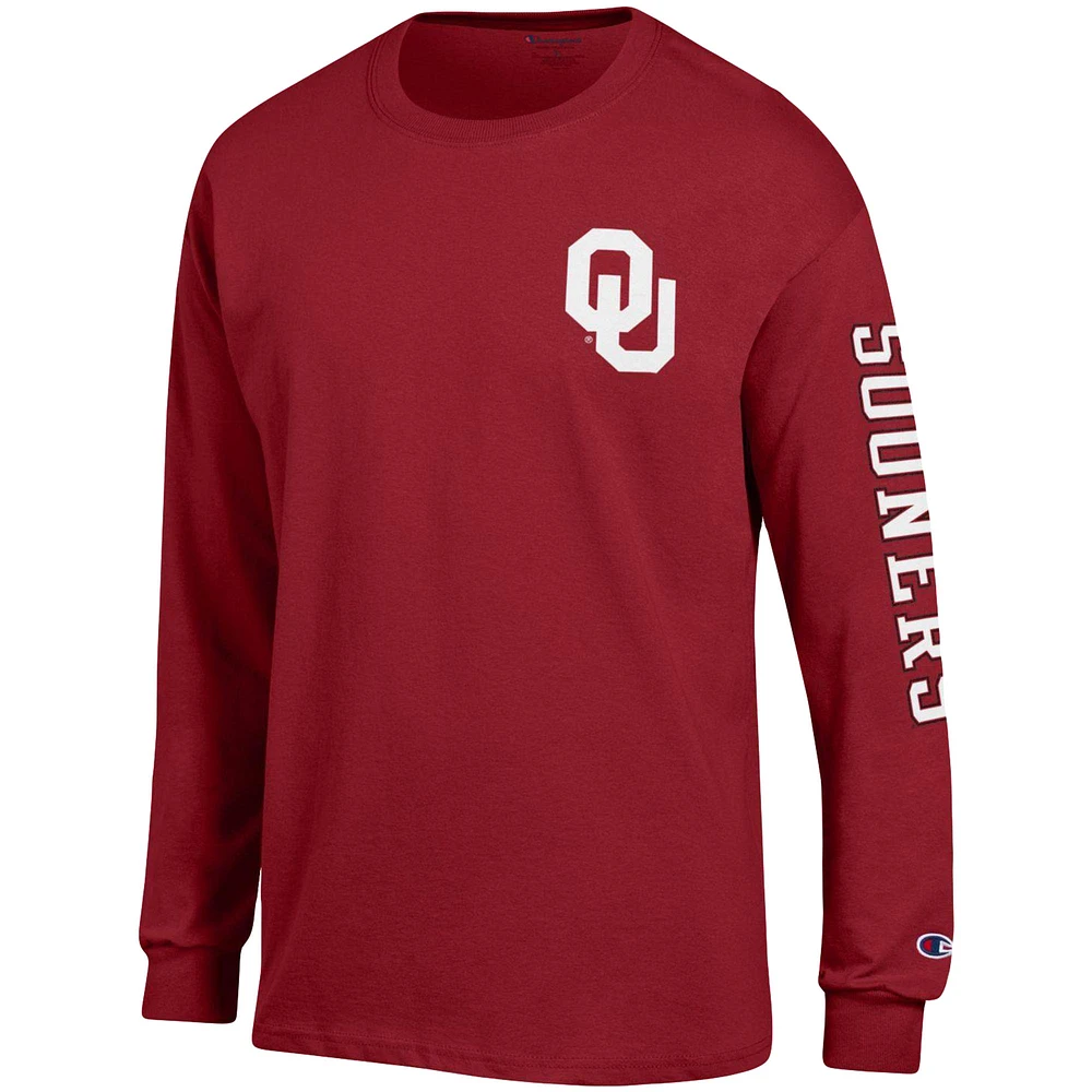 T-shirt à manches longues Champion Crimson Oklahoma Sooners Team Stack pour homme