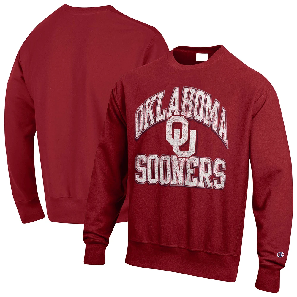 Sweat-shirt à enfiler tissage inversé Champion Crimson Oklahoma Sooners Late Night pour homme