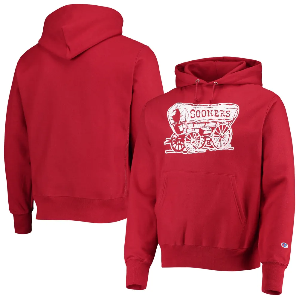 Men's Champion Crimson Oklahoma Sooners Vault Logo Reverse Weave Pullover Hoodie