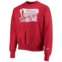 Men's Champion Crimson Oklahoma Sooners Vault Logo Reverse Weave Pullover Sweatshirt