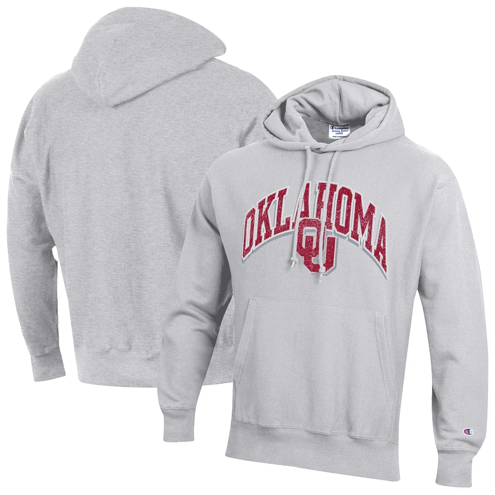 Men's Champion Gray Oklahoma Sooners Vault Late Night Reverse Weave Pullover Hoodie