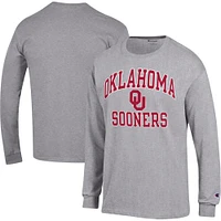 T-shirt à manches longues Champion Oklahoma Sooners High Motor gris chiné pour homme