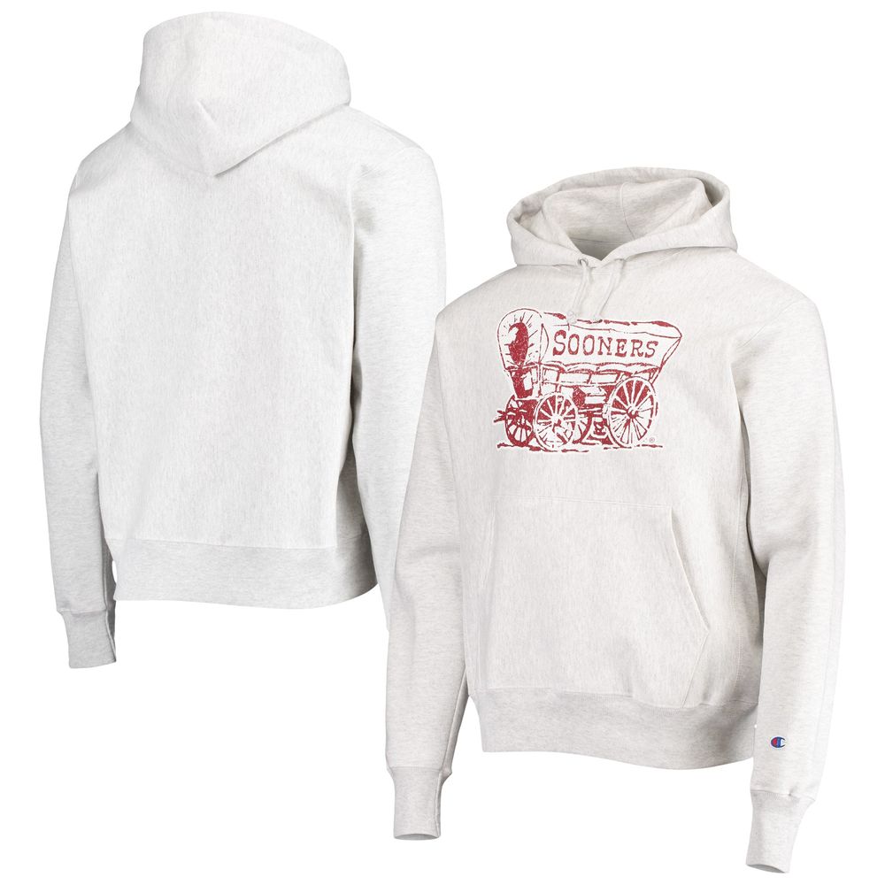 Men's Champion Heathered Gray Oklahoma Sooners Team Vault Logo Reverse Weave Pullover Hoodie