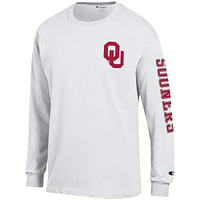 Men's Champion White Oklahoma Sooners Team Stack Long Sleeve T-Shirt