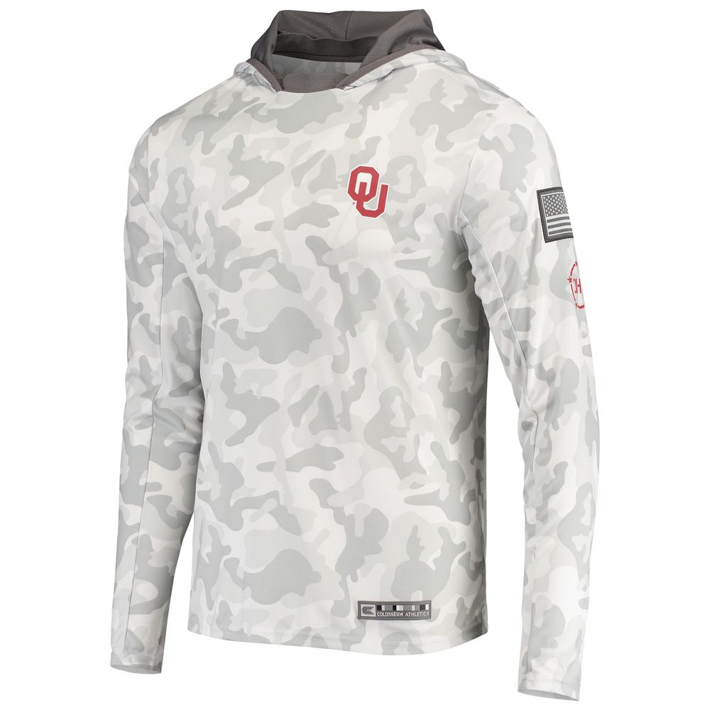 Men's Colosseum Arctic Camo Oklahoma Sooners OHT Military Appreciation Long Sleeve Hoodie Top