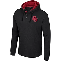 Men's Colosseum Black Oklahoma Sooners Affirmative Thermal Hoodie Long Sleeve T-Shirt