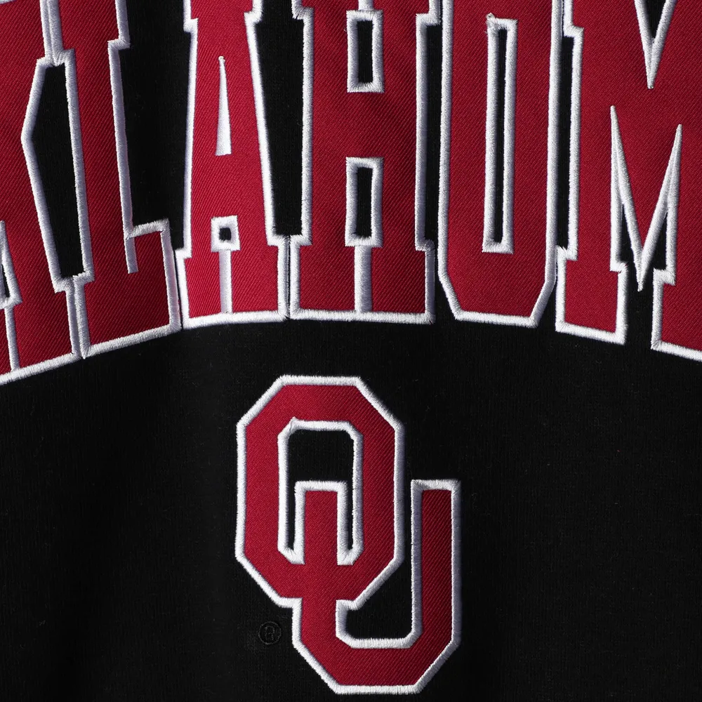 Men's Colosseum Black Oklahoma Sooners Arch & Logo Crew Neck Sweatshirt