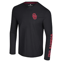 Men's Colosseum Black Oklahoma Sooners Logo Lockup 3-Hit Active Blend Long Sleeve T-Shirt