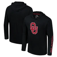 Men's Colosseum Black Oklahoma Sooners Logo Lockup Active Blend Long Sleeve  T-Shirt Hoodie