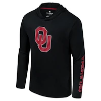 Men's Colosseum Black Oklahoma Sooners Logo Lockup Active Blend Long Sleeve  T-Shirt Hoodie