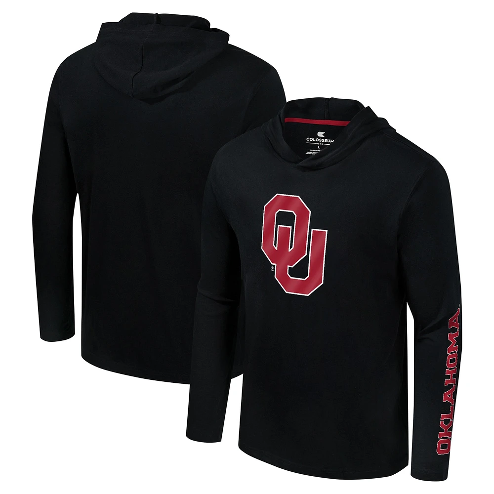 Colosseum Black Oklahoma Sooners Logo Lockup Active Blend T-shirt à capuche manches longues pour hommes