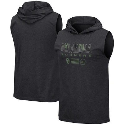 Men's Colosseum Black Oklahoma Sooners OHT Military Appreciation Camo Wordmark Hoodie Tank Top