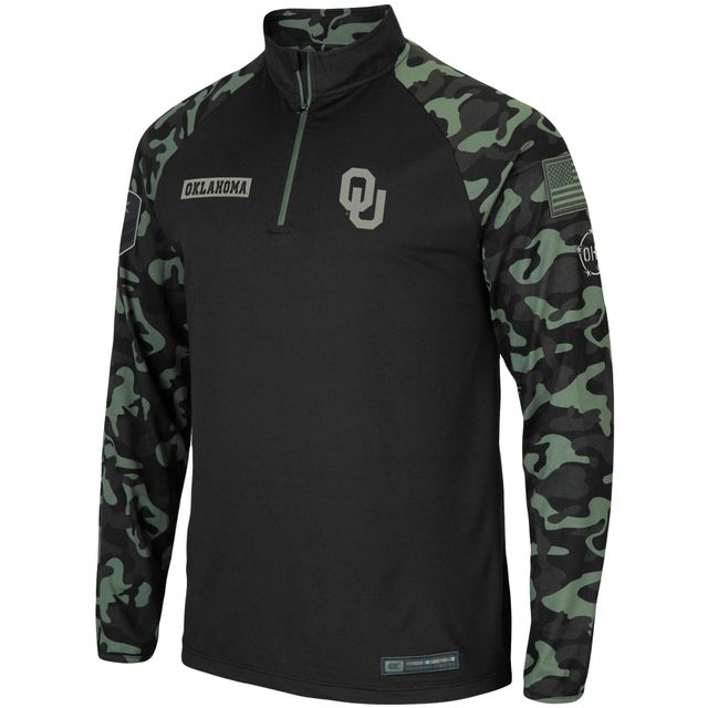 Colosseum Black Oklahoma Sooners OHT Military Appreciation Take Flight Raglan Quarter-Zip Jacket