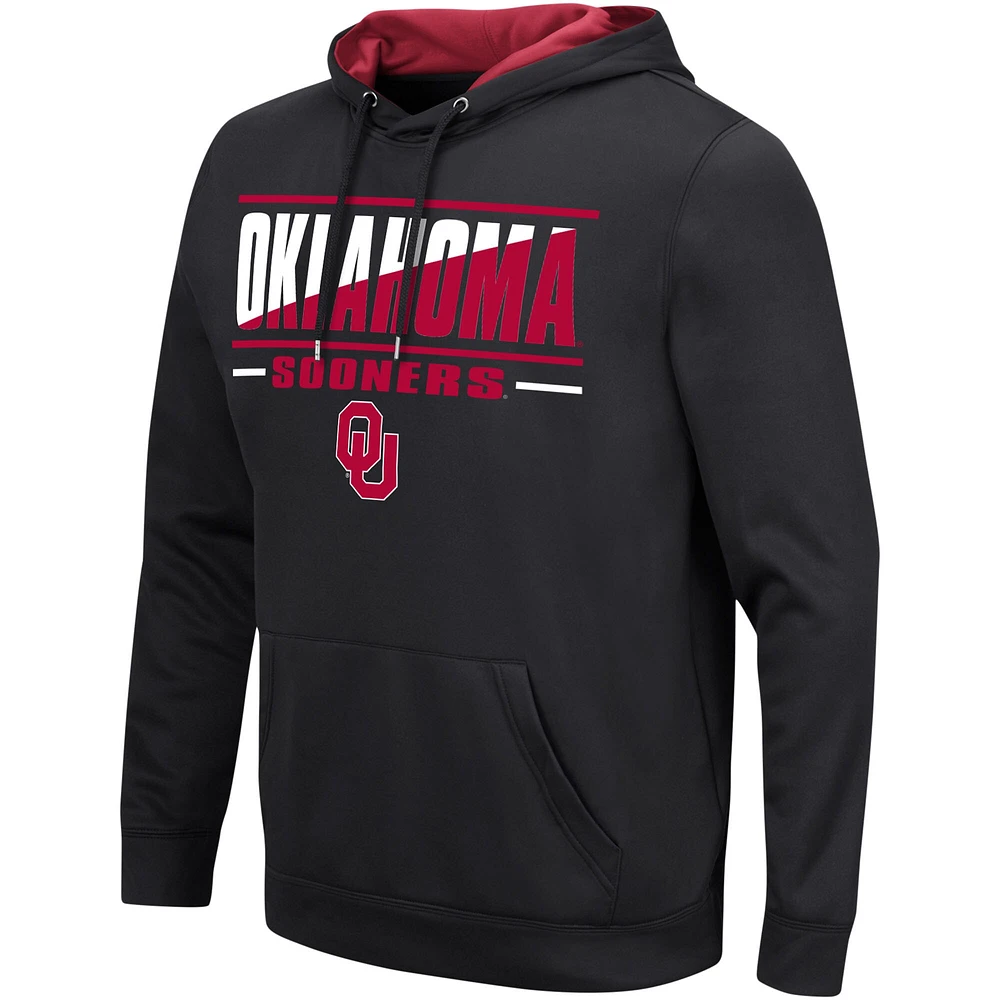 Men's Colosseum Black Oklahoma Sooners Slash Stack 2.0 Pullover Hoodie