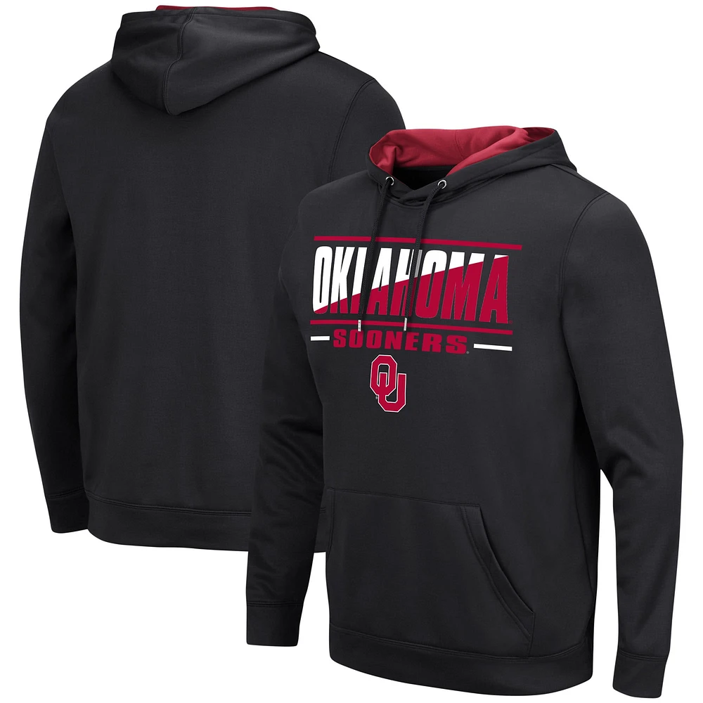 Men's Colosseum Black Oklahoma Sooners Slash Stack 2.0 Pullover Hoodie