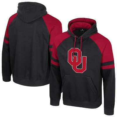 Men's Colosseum  Black Oklahoma Sooners Todd Raglan Pullover Hoodie