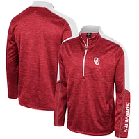 Veste demi-zippée chinée Colosseum Cardinal Oklahoma Sooners pour hommes