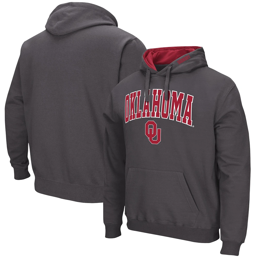 Men's Colosseum Charcoal Oklahoma Sooners Arch & Logo 3.0 Pullover Hoodie