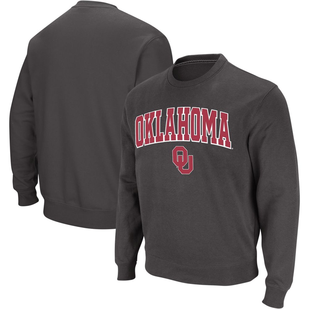 Men's Colosseum Charcoal Oklahoma Sooners Arch & Logo Crew Neck Sweatshirt