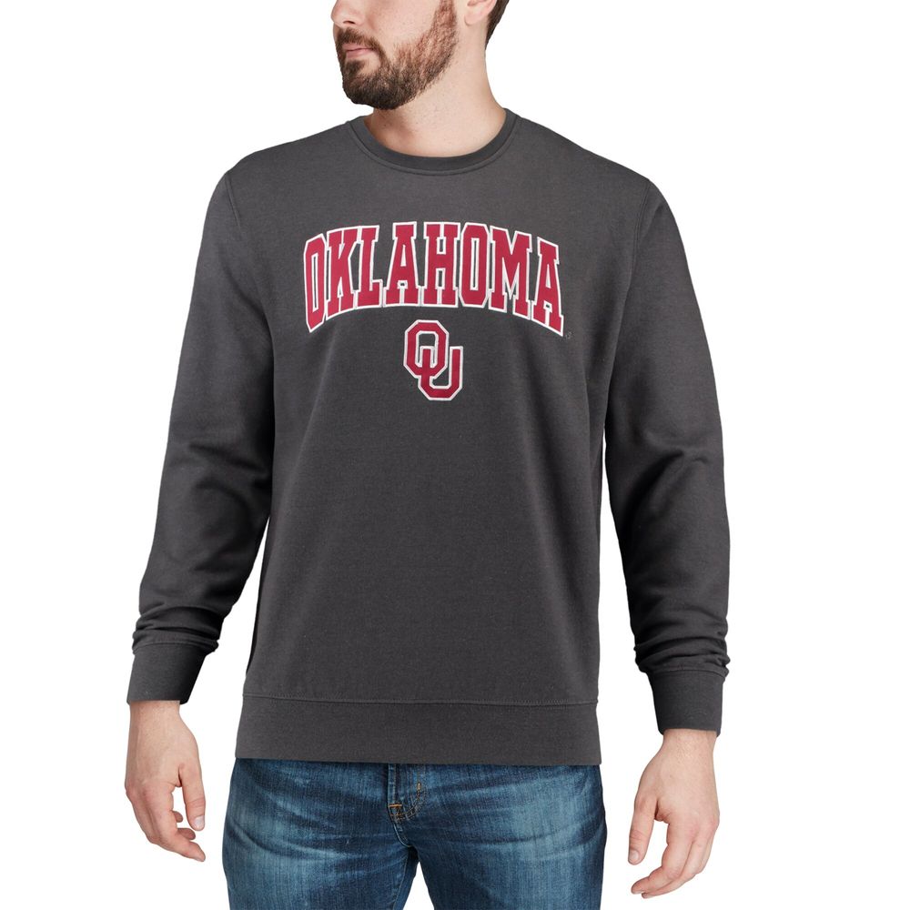 Men's Colosseum Charcoal Oklahoma Sooners Arch & Logo Crew Neck Sweatshirt