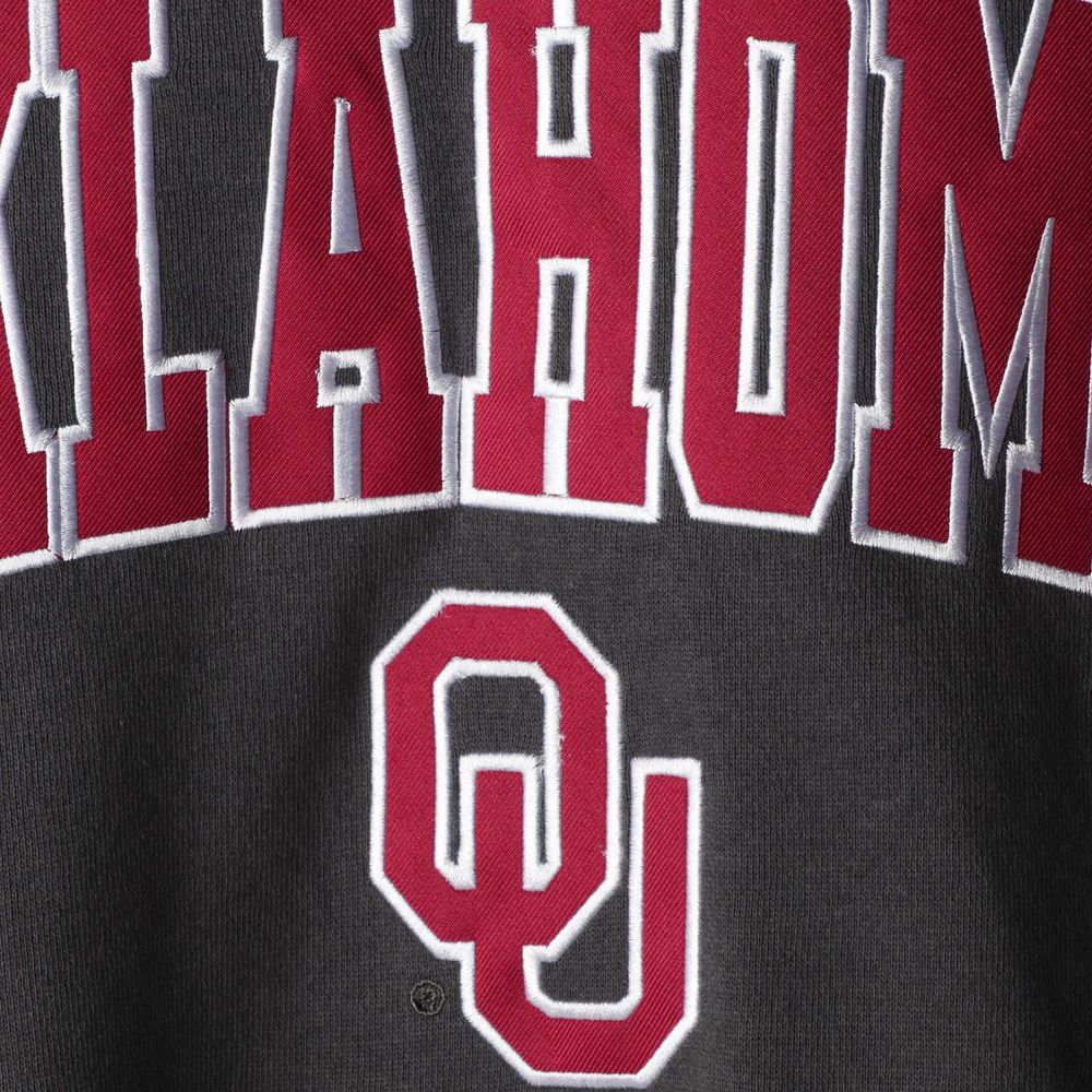 Men's Colosseum Charcoal Oklahoma Sooners Arch & Logo Crew Neck Sweatshirt