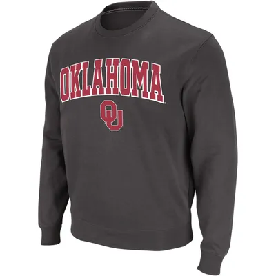 Men's Colosseum Charcoal Oklahoma Sooners Arch & Logo Crew Neck Sweatshirt