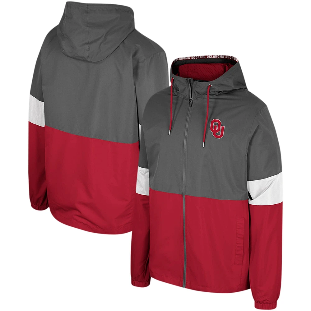 Veste entièrement zippée Colosseum Charcoal Oklahoma Sooners Miles pour hommes