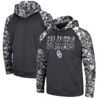 Men's Colosseum Charcoal Oklahoma Sooners OHT Military Appreciation Digital Camo Pullover Hoodie