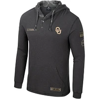 Men's Colosseum Charcoal Oklahoma Sooners OHT Military Appreciation Henley Pullover Hoodie