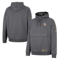 Men's Colosseum Charcoal Oklahoma Sooners OHT Military Appreciation Quarter-Zip Hoodie