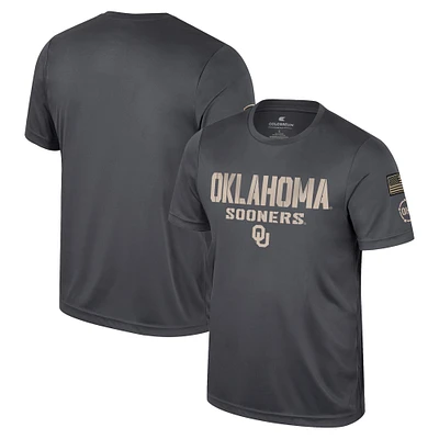 T-shirt d'appréciation militaire Colosseum Charcoal Oklahoma Sooners OHT pour hommes