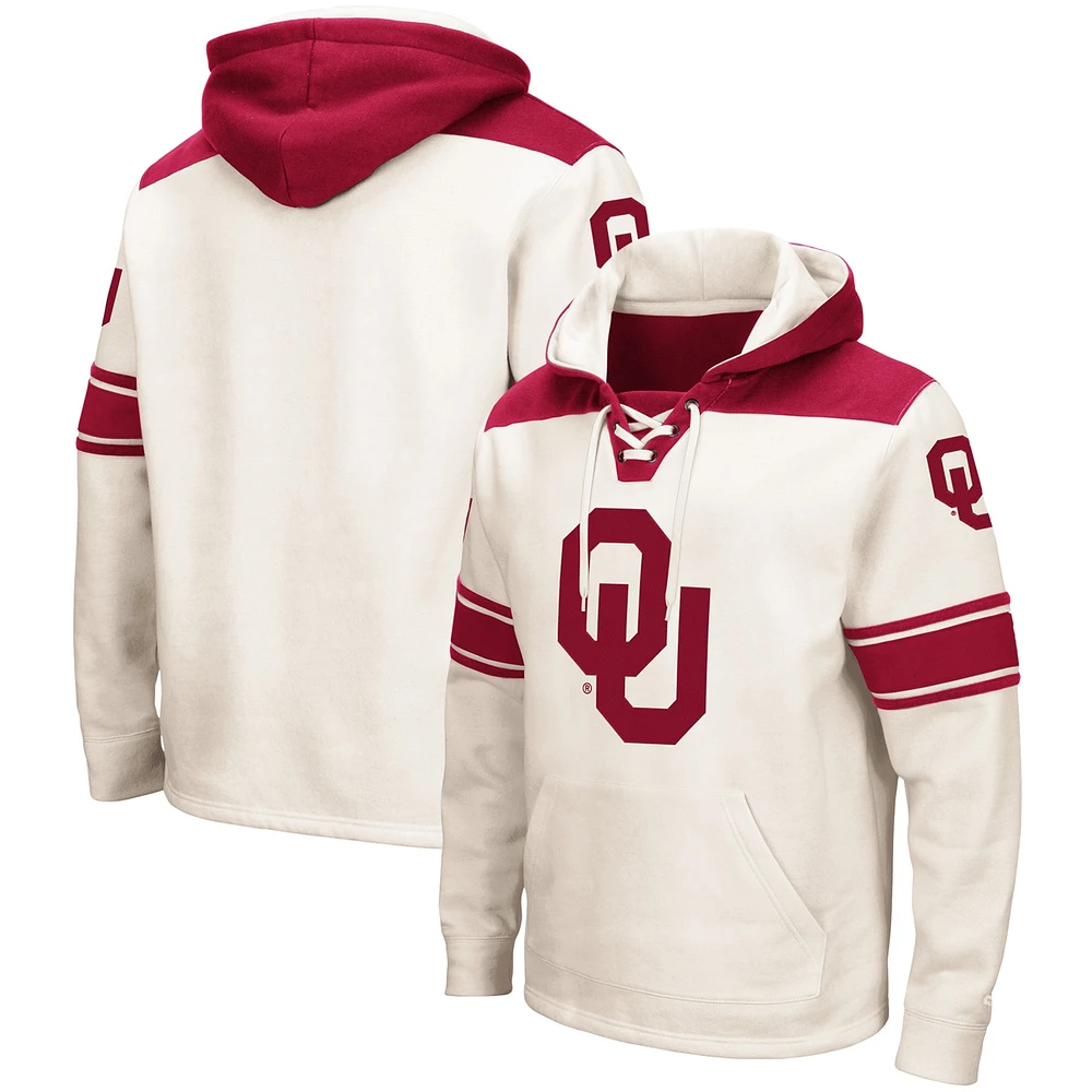 Men's Colosseum Cream Oklahoma Sooners 2.0 Lace-Up Pullover Hoodie