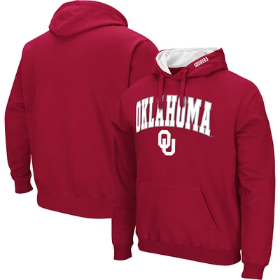 Men's Colosseum Crimson Oklahoma Sooners Arch & Logo 3.0 Pullover Hoodie