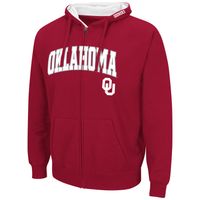 Men's Colosseum Crimson Oklahoma Sooners Arch & Team Logo 3.0 Full-Zip Hoodie