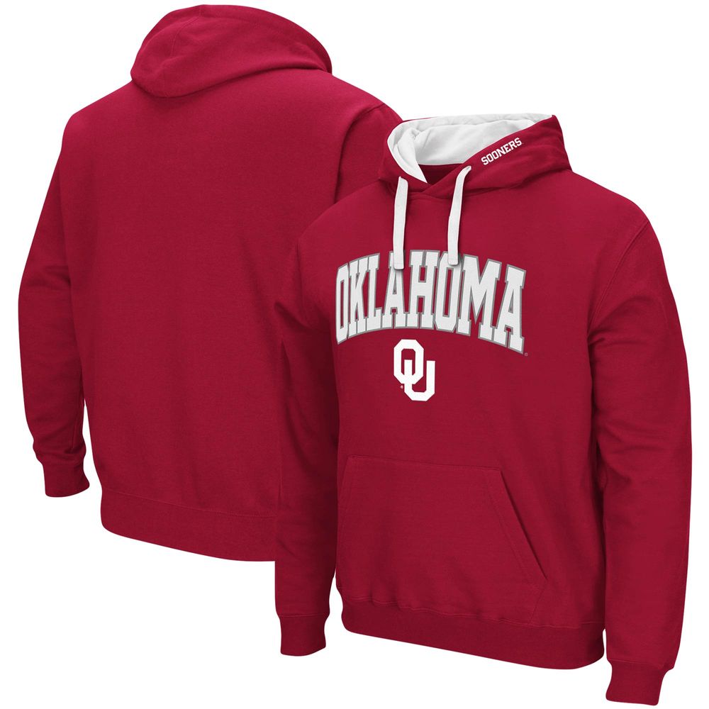 Men's Colosseum Crimson Oklahoma Sooners Big & Tall Arch Logo 2.0 Pullover Hoodie