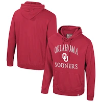 Men's Colosseum Crimson Oklahoma Sooners Big & Tall Cap E-Tan Pullover Hoodie