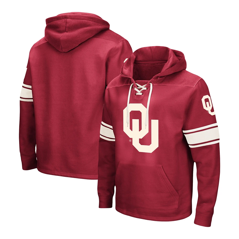 Men's Colosseum Crimson Oklahoma Sooners Big & Tall Hockey Lace-Up Pullover Hoodie