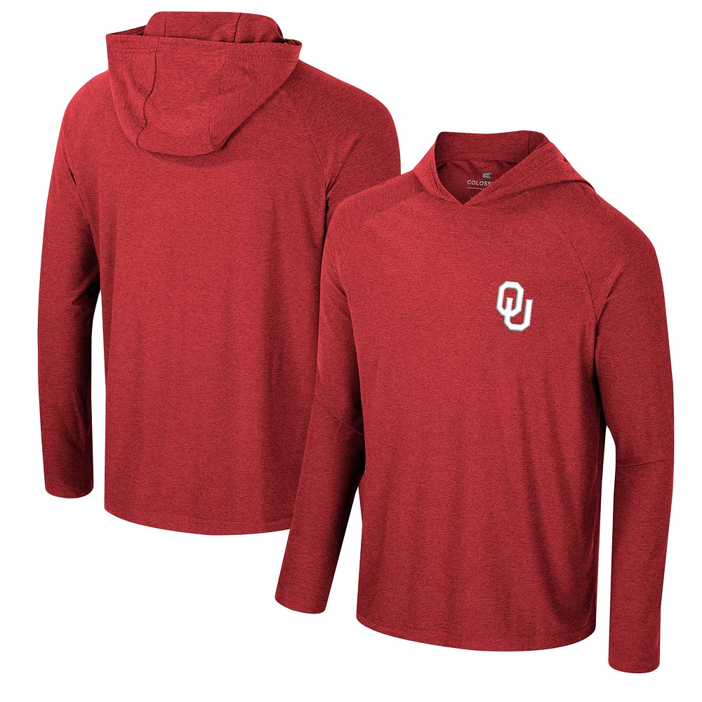 Men's Colosseum Crimson Oklahoma Sooners Cloud Jersey Raglan Long Sleeve Hoodie T-Shirt