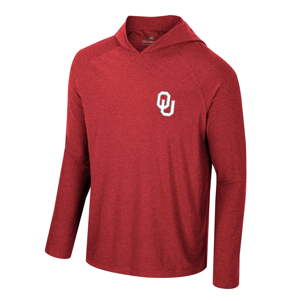 T-shirt à capuche manches longues raglan en jersey Cloud Colosseum Crimson Oklahoma Sooners pour hommes