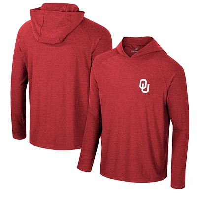 T-shirt à capuche manches longues raglan en jersey Cloud Colosseum Crimson Oklahoma Sooners pour hommes