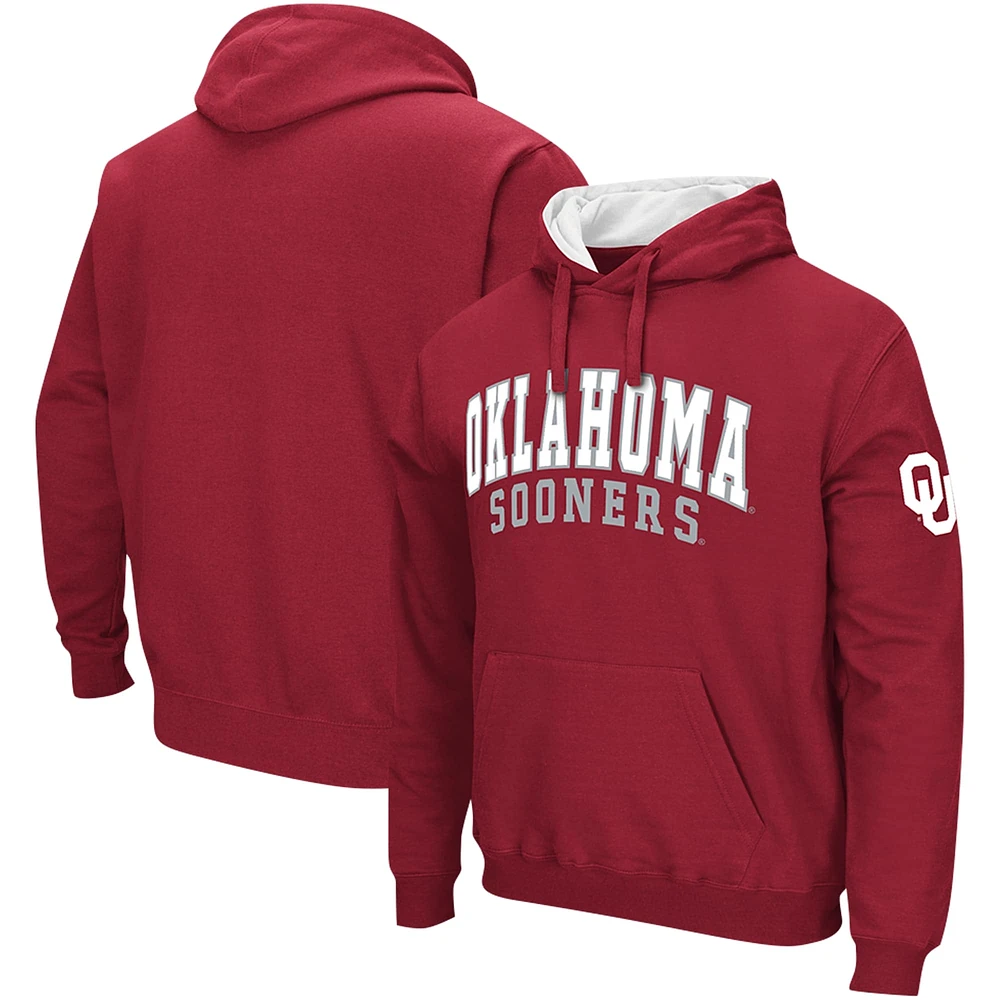 Men's Colosseum Crimson Oklahoma Sooners Double Arch Pullover Hoodie