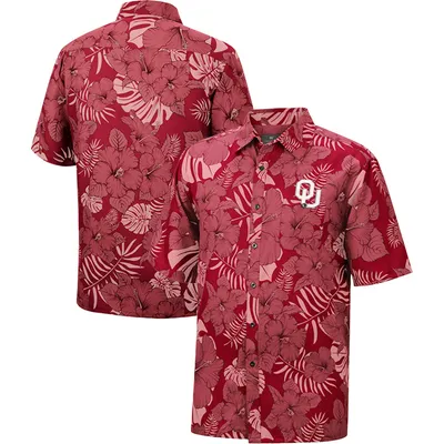 Tommy Bahama Oklahoma Sooners Black Coast Luminescent Fronds Camp Button-Up  Shirt