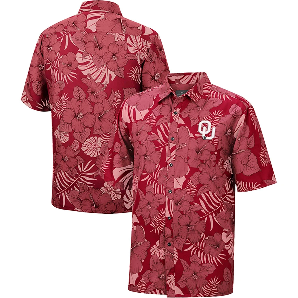 Chemise boutonnée Colosseum Crimson Oklahoma Sooners Dude Camp pour homme