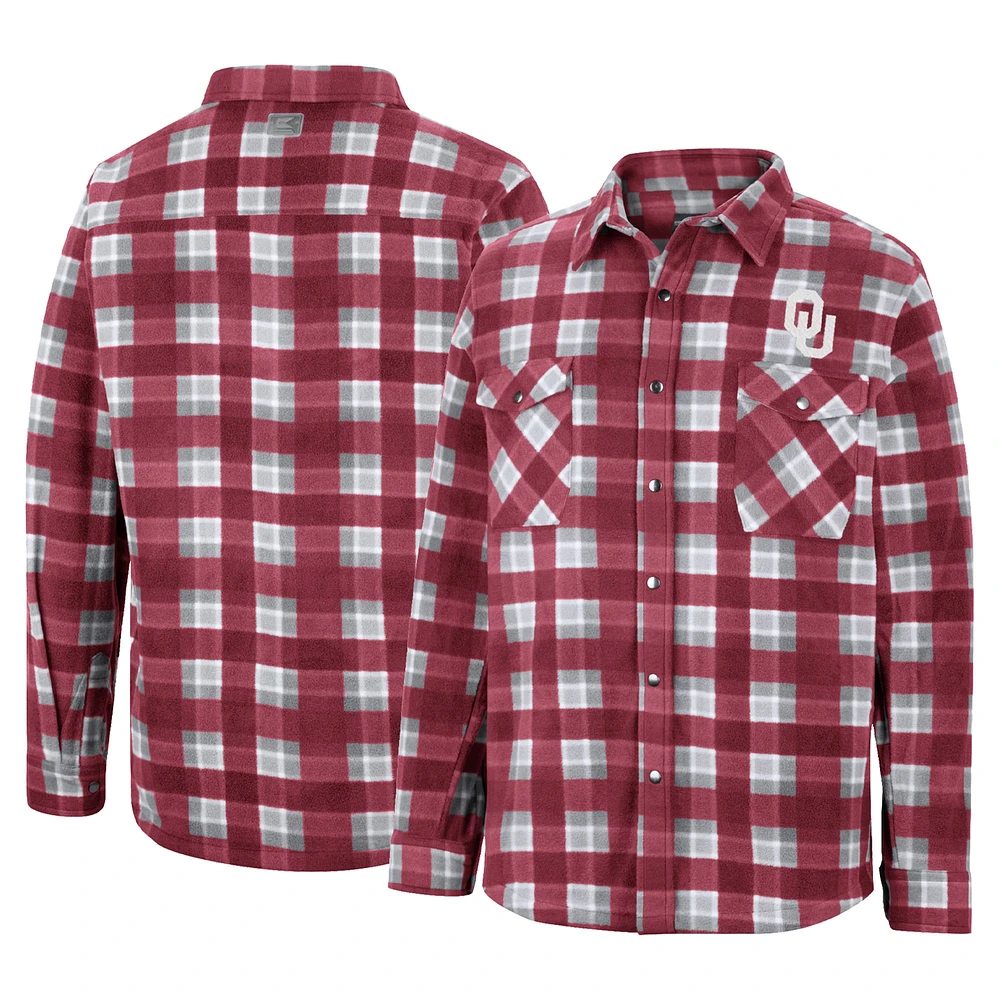 Men's Colosseum Crimson Oklahoma Sooners Ellis Full-Snap Jacket