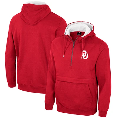 Men's Colosseum Crimson Oklahoma Sooners Half-Zip Hoodie