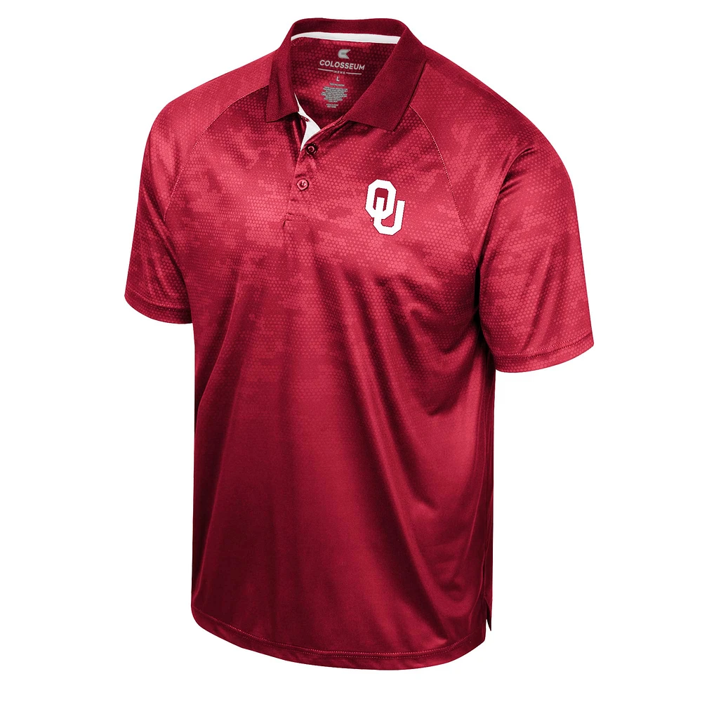 Polo raglan Colosseum Crimson Oklahoma Sooners en nid d'abeille pour homme