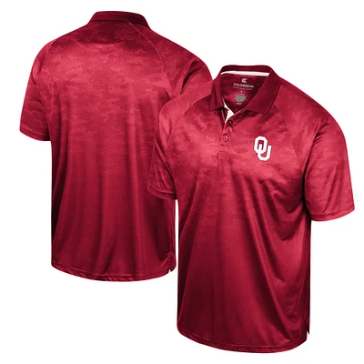 Men's Colosseum Crimson Oklahoma Sooners Honeycomb Raglan Polo