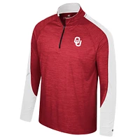 Men's Colosseum Crimson Oklahoma Sooners Langmore Raglan Quarter-Zip Top