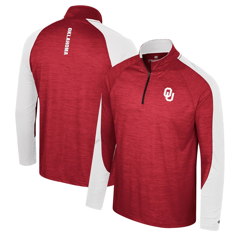 Men's Colosseum Crimson Oklahoma Sooners Langmore Raglan Quarter-Zip Top